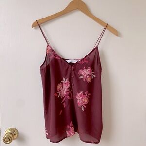 & Other Stories 100% silk tank, burgundy with flowers, size 4